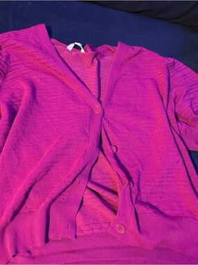 Source Unknown Bright Magenta Knit Cardigan